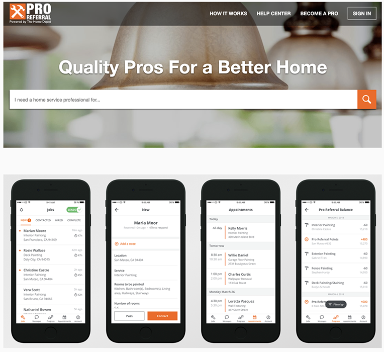 Pro Referral mobile app screens